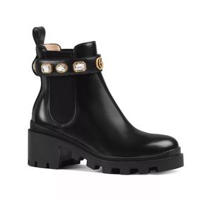 GUCCI Chelsea Women's Trip Embellished Boots size 38.5